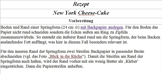 Rezept-New York Cheese-Cake
